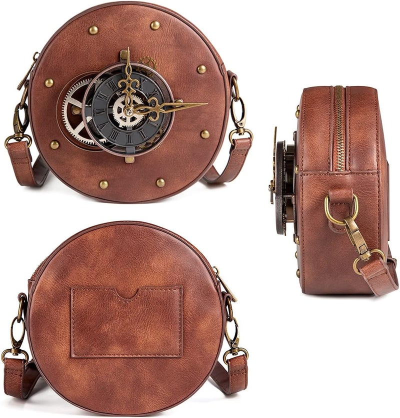 Valentoria Messenger Bag Leather Retro Briefcase Steampunk Crossbody Shoulder Purse Satchel for Women Lolita Gothic Costume Accessory - Image 3